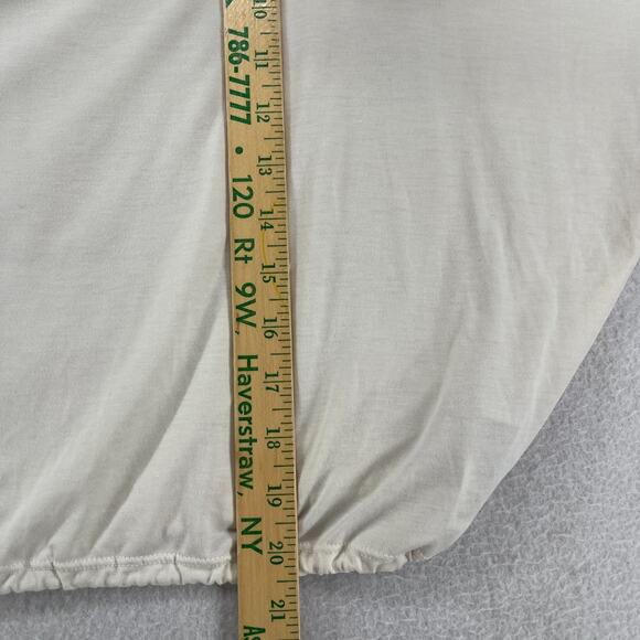 ATHLETA Top M Oversized Cropped Boat Neck Long Sleeve Cinched Off White - Picture 11 of 12